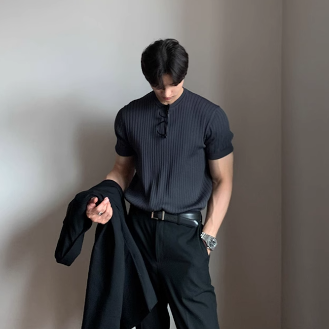 【累計販売数No.1】sleeved knit T-shirt M001