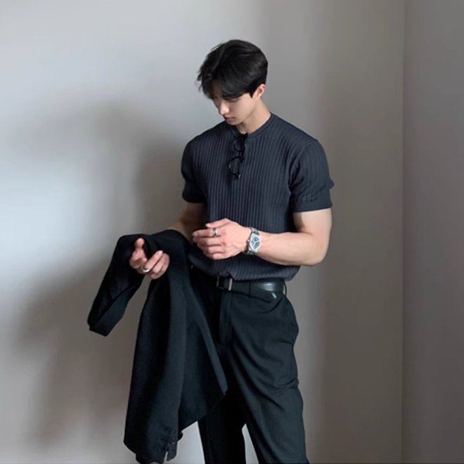 【累計販売数No.1】sleeved knit T-shirt M001