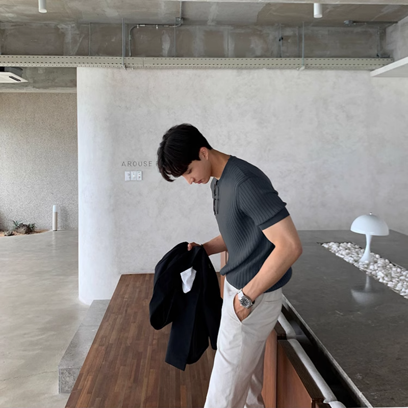 【累計販売数No.1】sleeved knit T-shirt M001