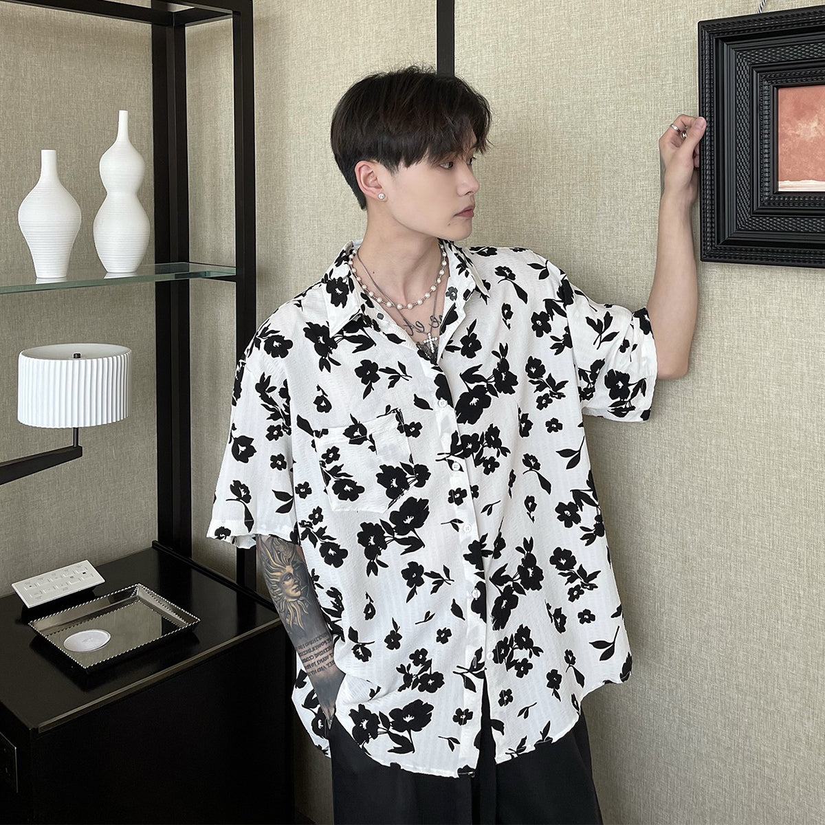 retro flower summer shirt M032