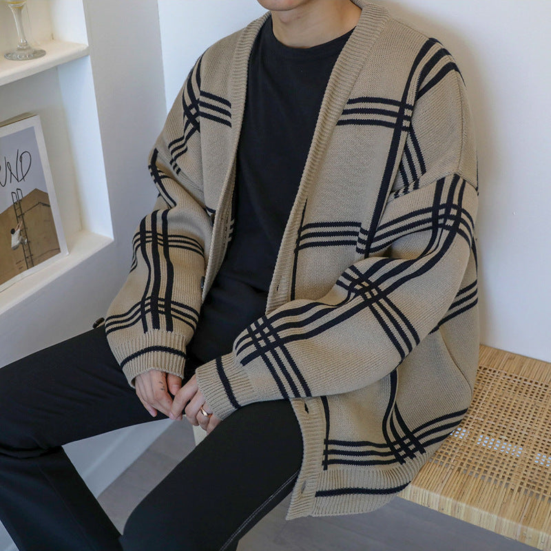 designed check cardigan M027