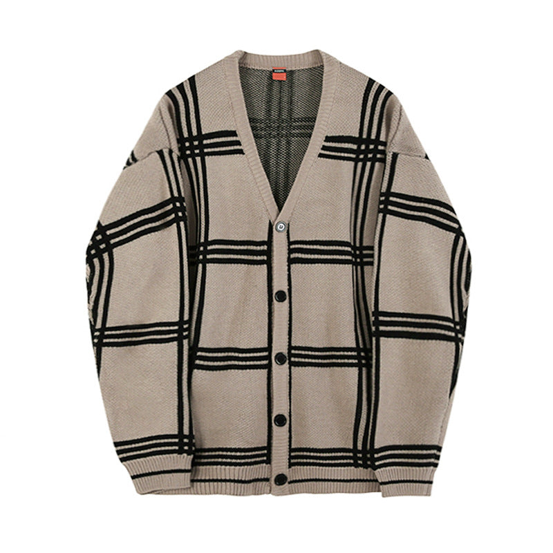designed check cardigan M027