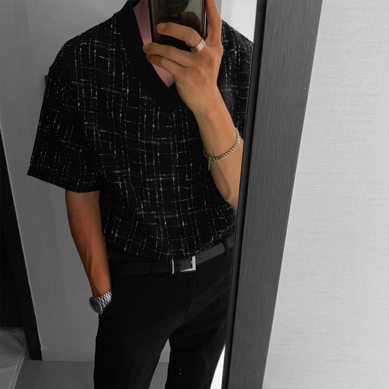 V-neck knit shirt M028