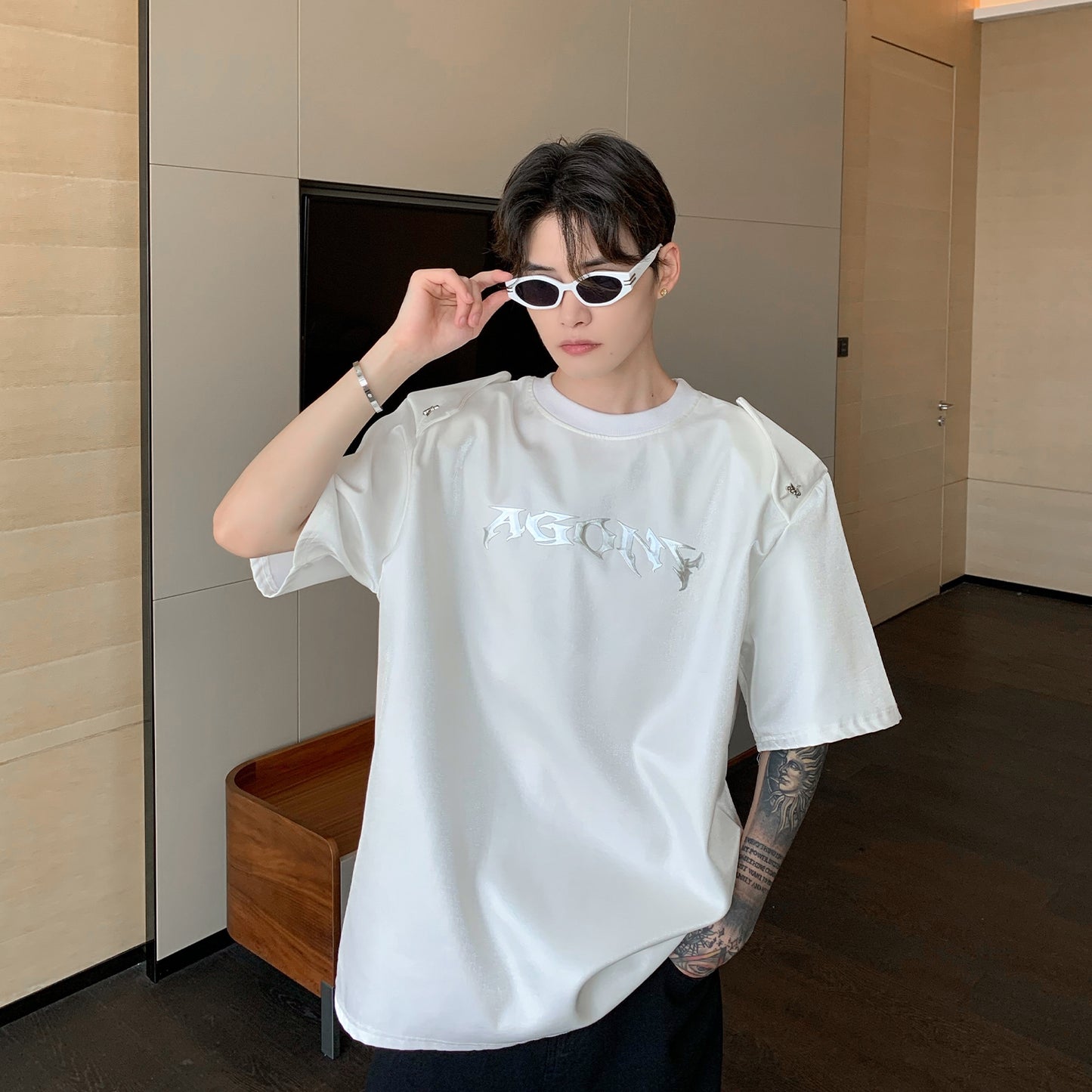 designed satin T-shirt M030