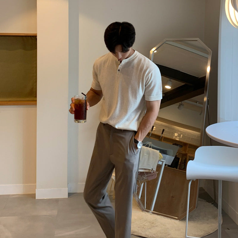 slim silk knit shirt M009