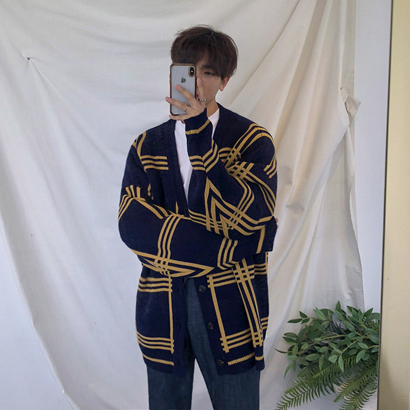 designed check cardigan M027