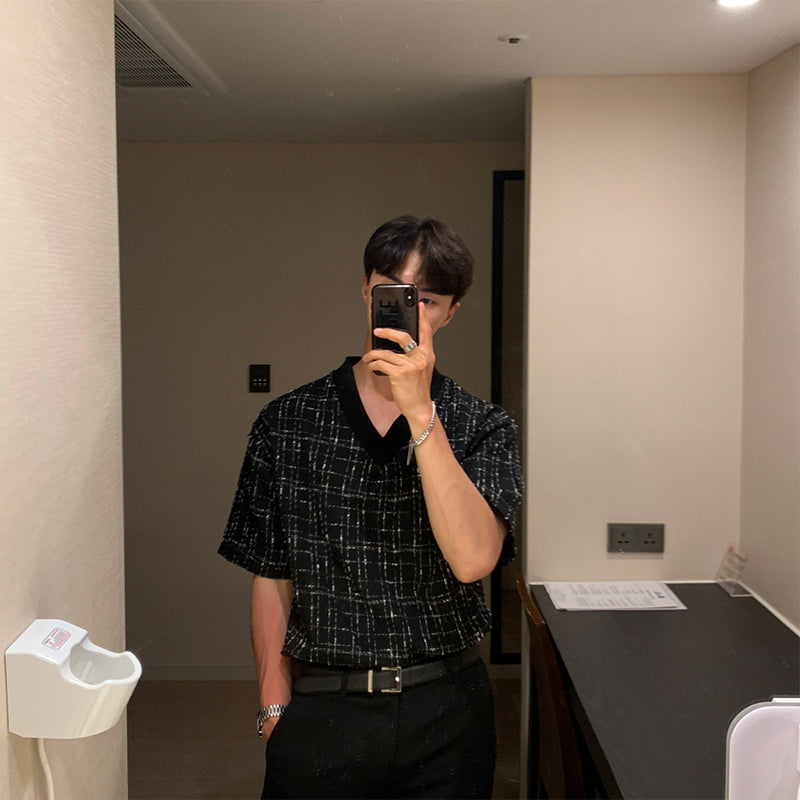 V-neck knit shirt M028