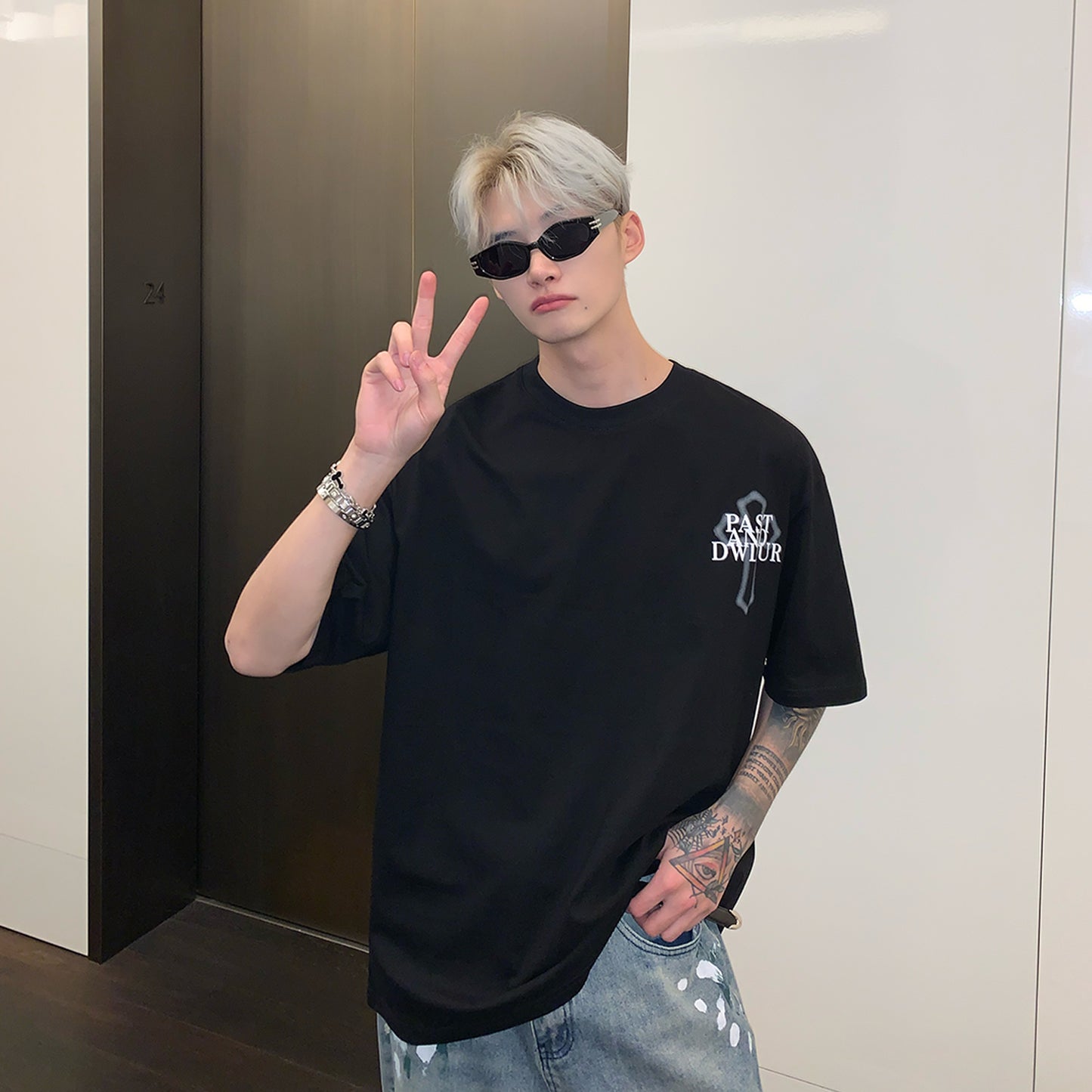 sleeveless backprint T-shirt M015