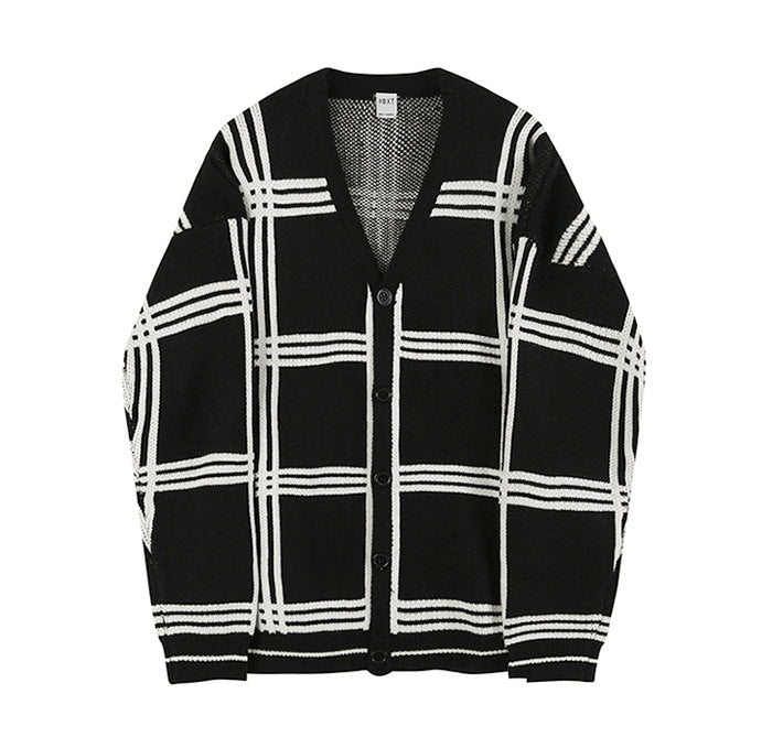 designed check cardigan M027