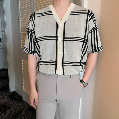 fashioned check cardigan M010