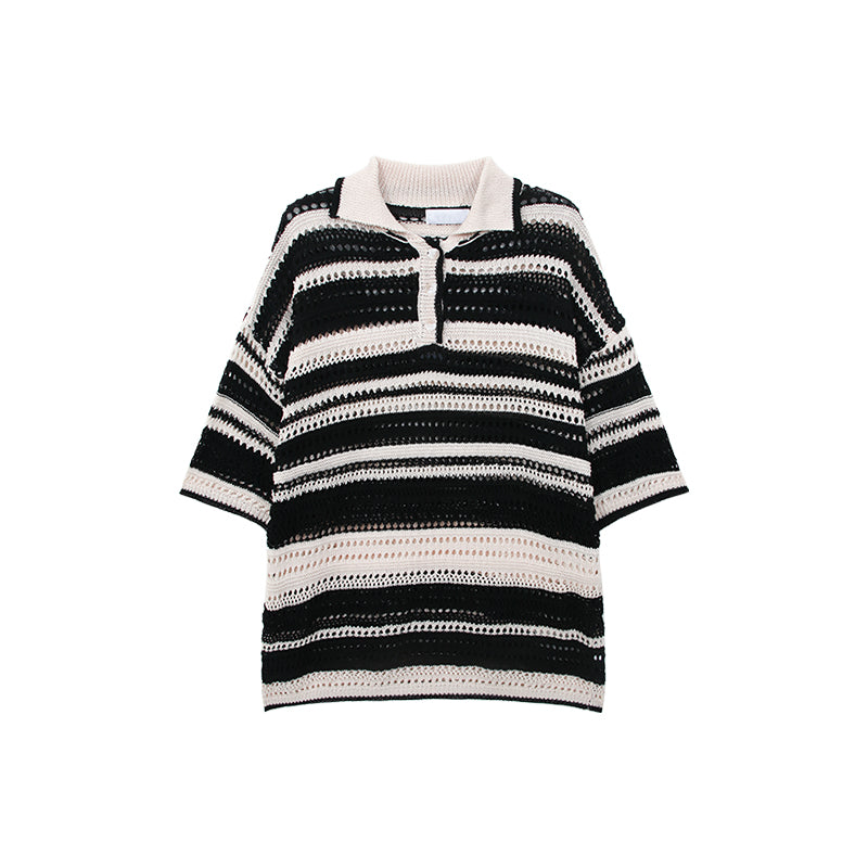 color knit polo shirt M005