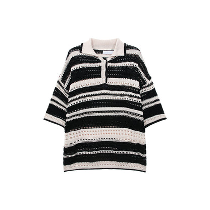 color knit polo shirt M005