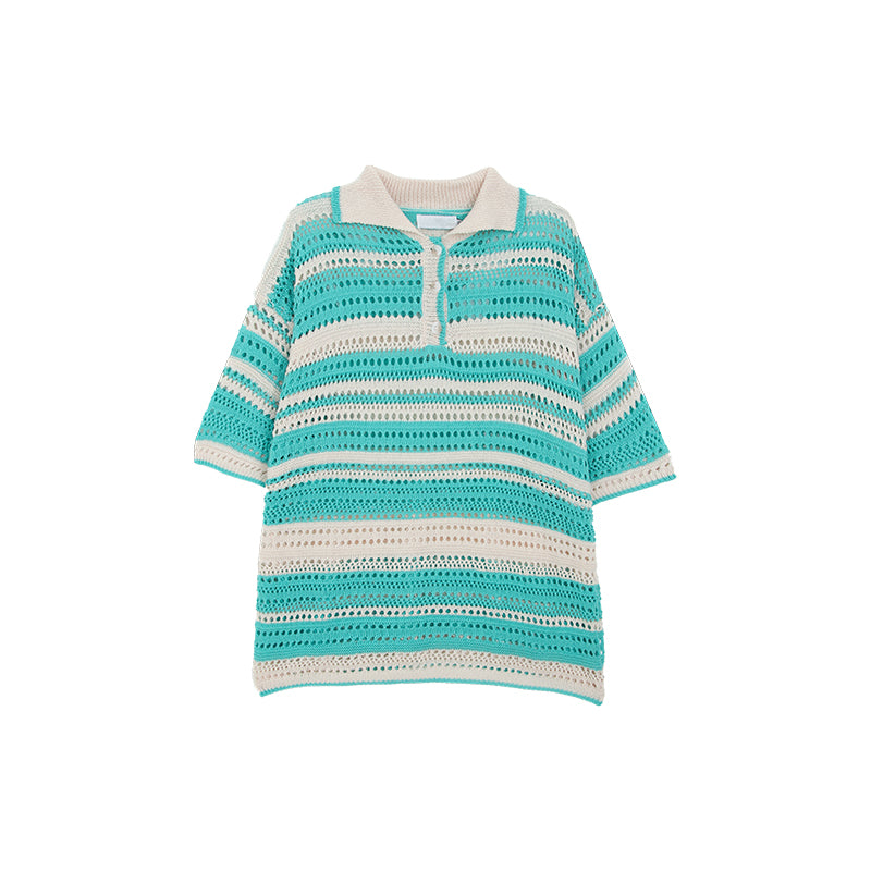 color knit polo shirt M005