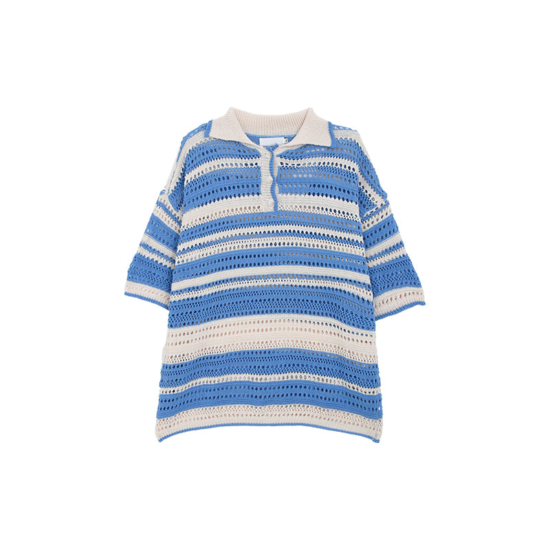 color knit polo shirt M005