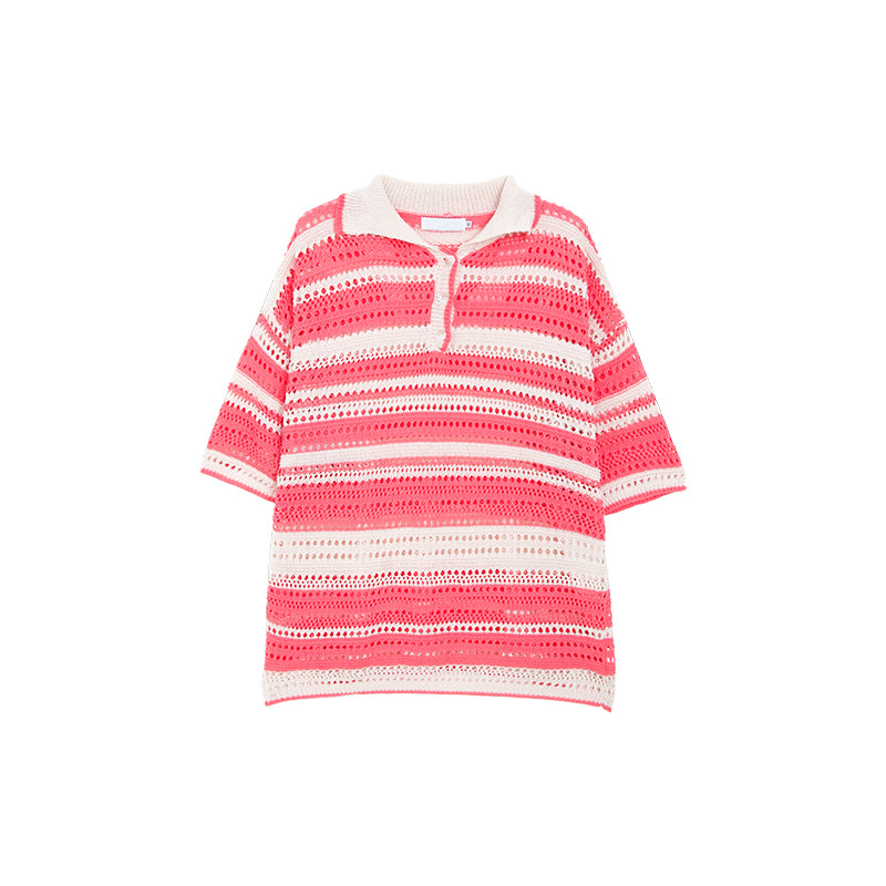 color knit polo shirt M005