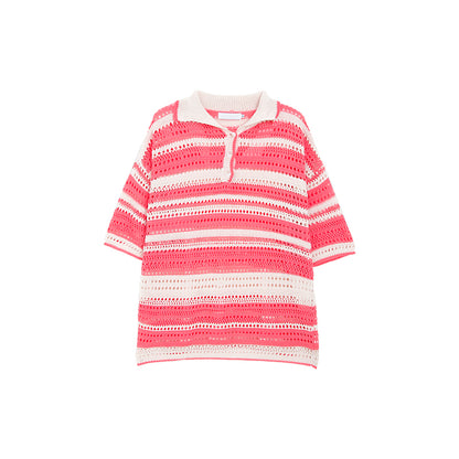color knit polo shirt M005