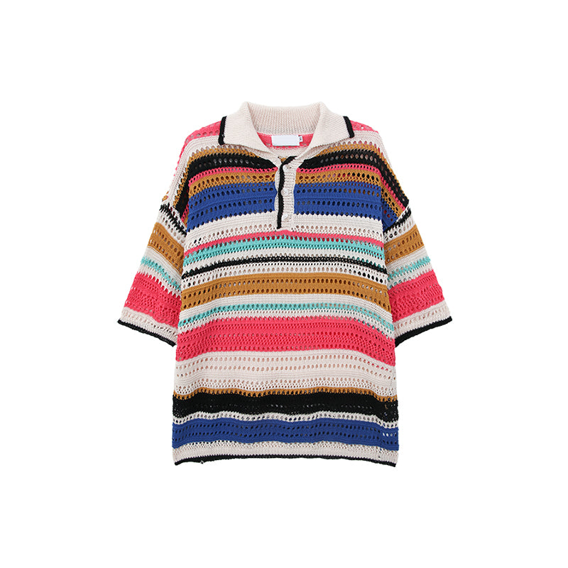 color knit polo shirt M005