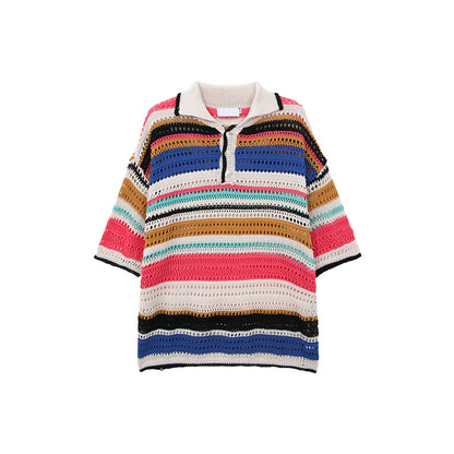 color knit polo shirt M005