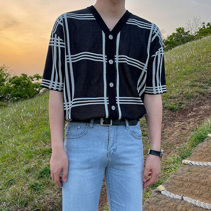 fashioned check cardigan M010