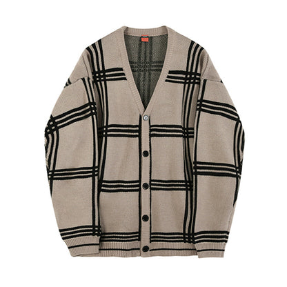 designed check cardigan M027